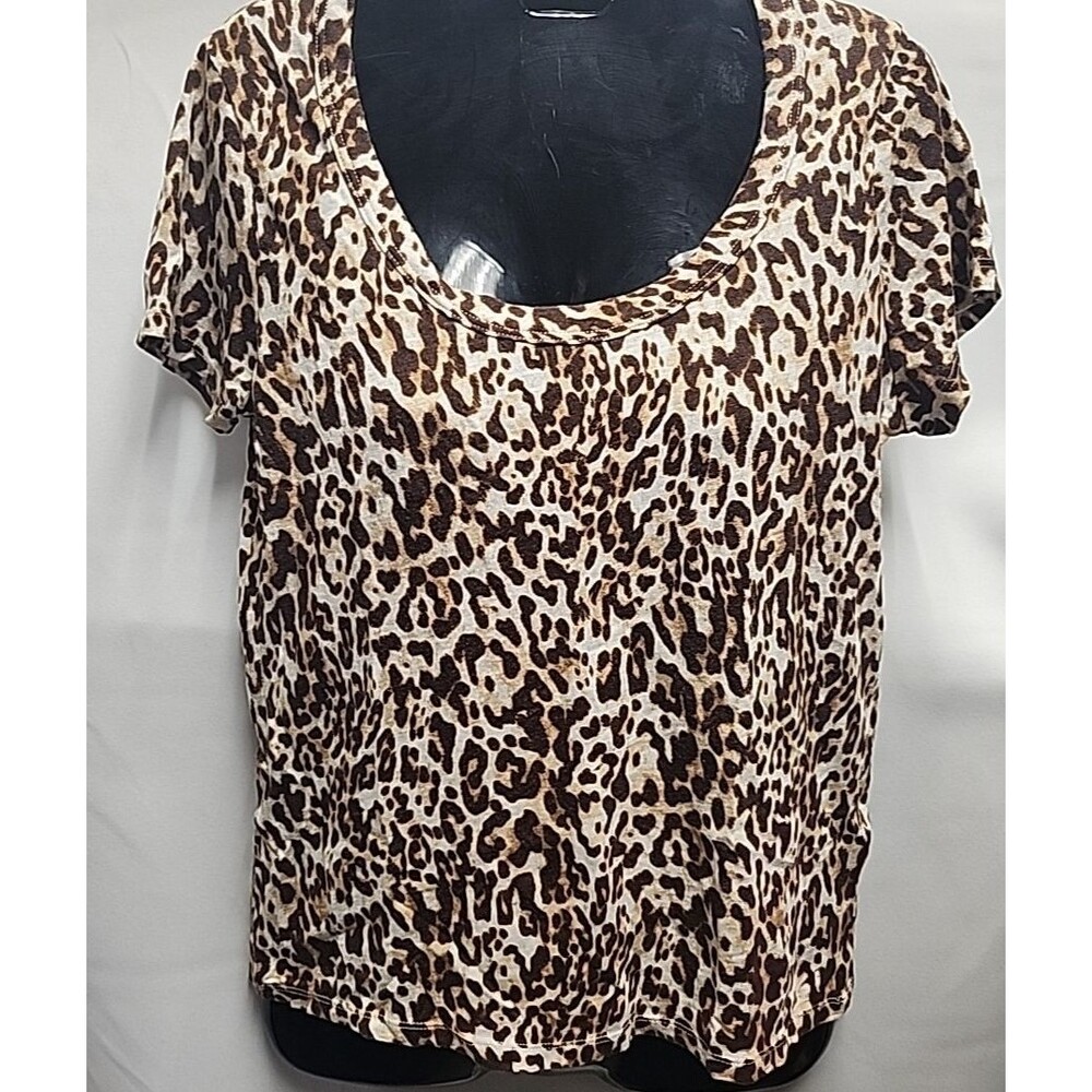 Banana Republic Cheetah Leopard Print Short Sleeve Shirt Top Womens Size S